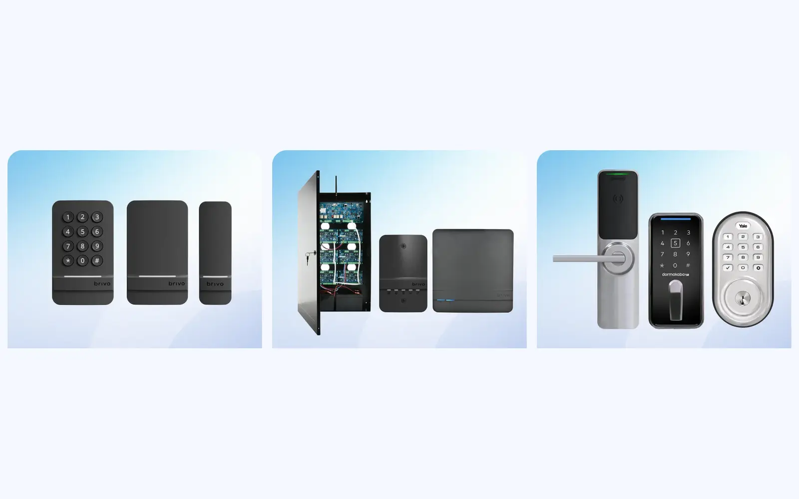 Brivo access control product family with smart readers, control panels, and wireless electronic locks