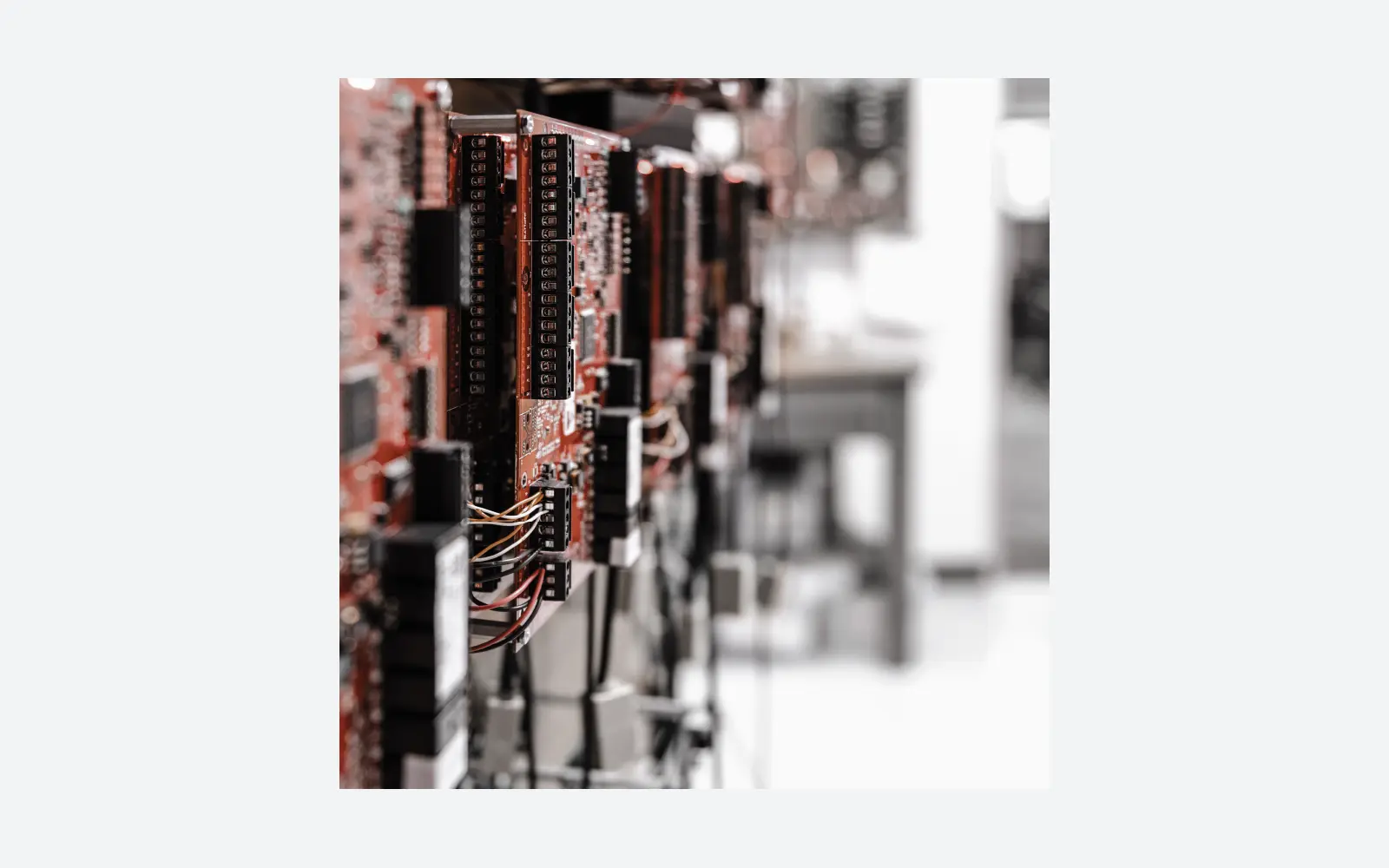 Mercury Security intelligent access controllers and interface modules installed in control enclosures