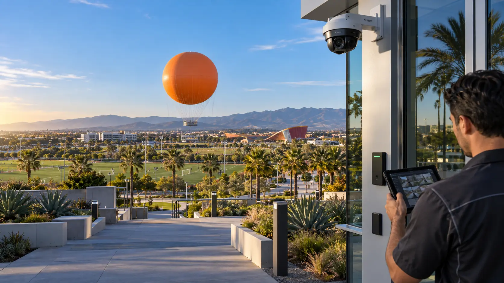 Terapixels commercial technology concept featuring Irvine Great Park Balloon and a secure corporate campus