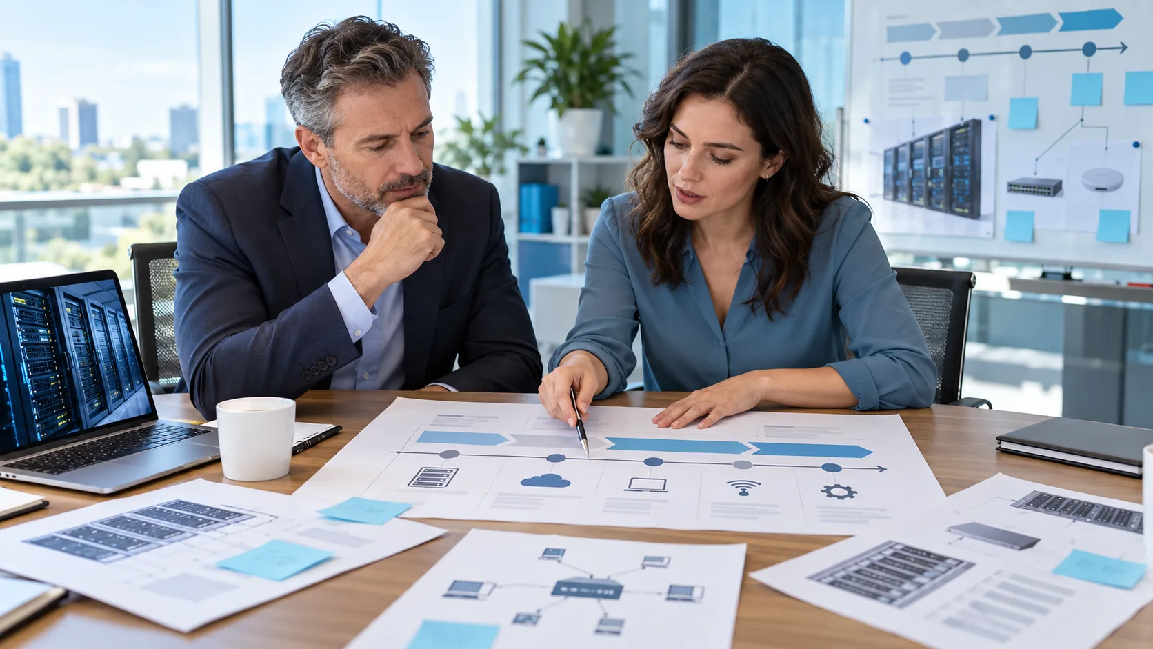 Illustrative team planning commercial IT system lifecycle